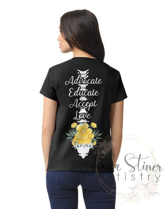 Spina Bifida Awareness Floral Spine Tee- Adult