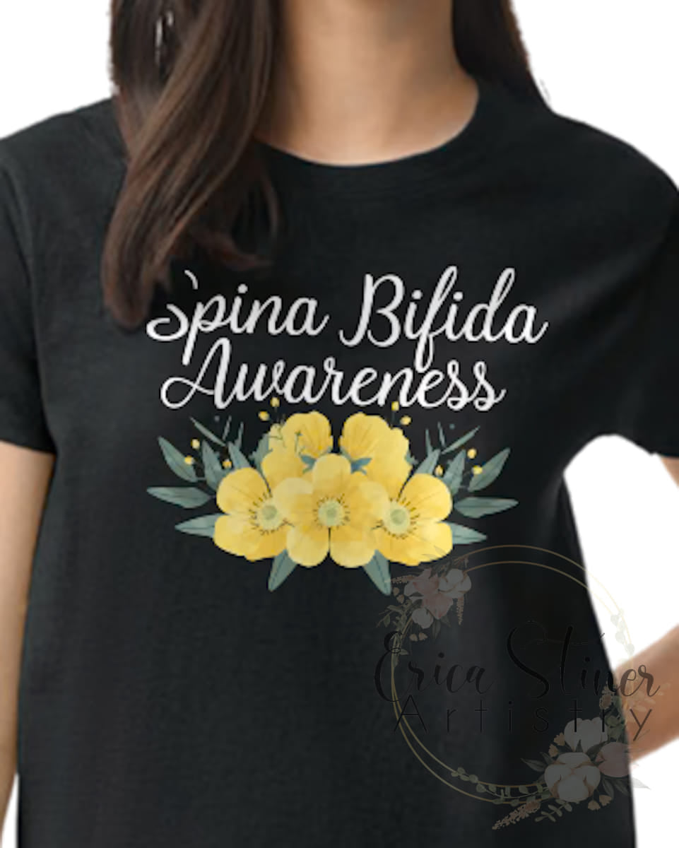 Spina Bifida Awareness Floral Spine Tee- Adult